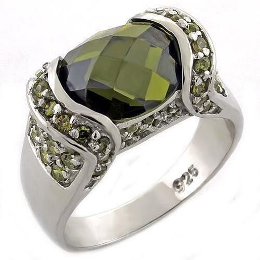 Picture of LOAS1016 - 925 Sterling Silver Ring High-Polished Women AAA Grade CZ Peridot