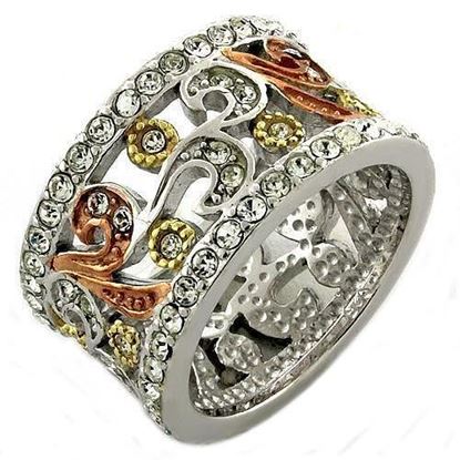 Picture of LOAS1032 - 925 Sterling Silver Ring Rhodium Women Top Grade Crystal Multi Color