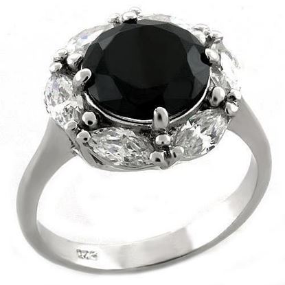 Picture of LOAS1044 - 925 Sterling Silver Ring Rhodium Women AAA Grade CZ Jet