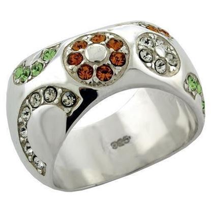 Picture of LOAS1073 - 925 Sterling Silver Ring High-Polished Women Top Grade Crystal Multi Color