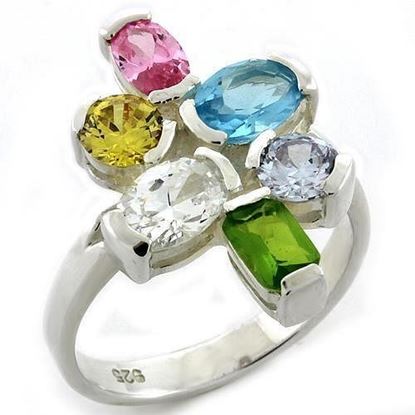 Picture of LOAS1075 - 925 Sterling Silver Ring High-Polished Women AAA Grade CZ Multi Color