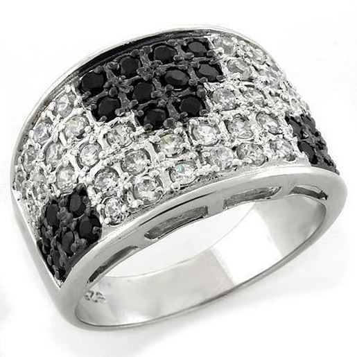 Picture of LOAS1088 - 925 Sterling Silver Ring IP Black(Ion Plating) Women AAA Grade CZ Jet