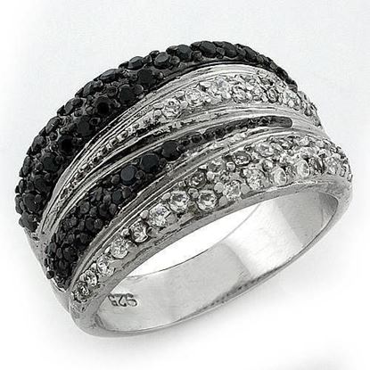 Picture of LOAS1095 - 925 Sterling Silver Ring Rhodium + Ruthenium Women AAA Grade CZ Multi Color