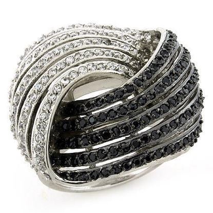 Picture of LOAS1097 - 925 Sterling Silver Ring Rhodium + Ruthenium Women AAA Grade CZ Multi Color