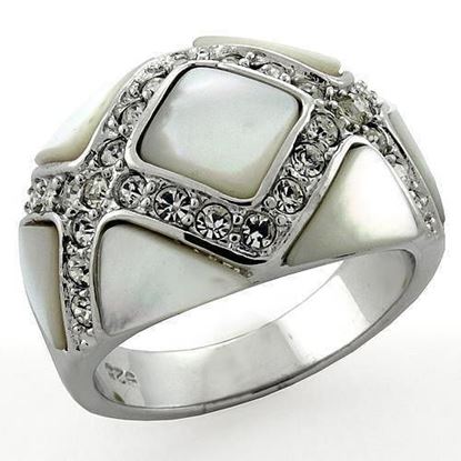 Picture of LOAS1099 - 925 Sterling Silver Ring Rhodium Women Precious Stone White