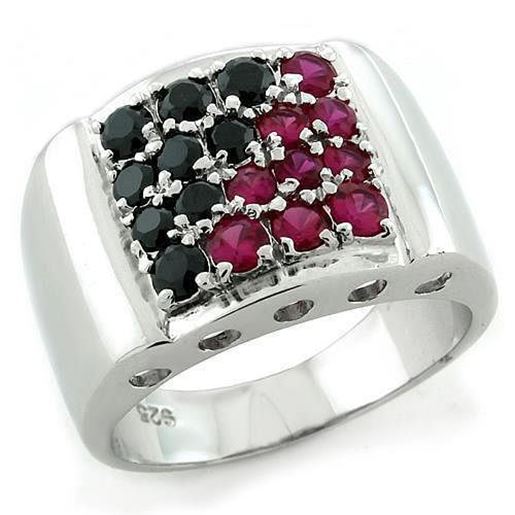 Picture of LOAS1103 - 925 Sterling Silver Ring Rhodium Women AAA Grade CZ Multi Color