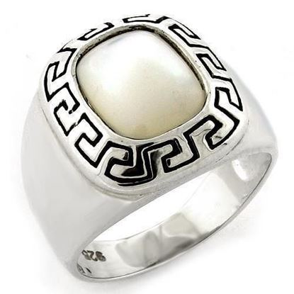 Picture of LOAS1108 - 925 Sterling Silver Ring High-Polished Women Precious Stone White