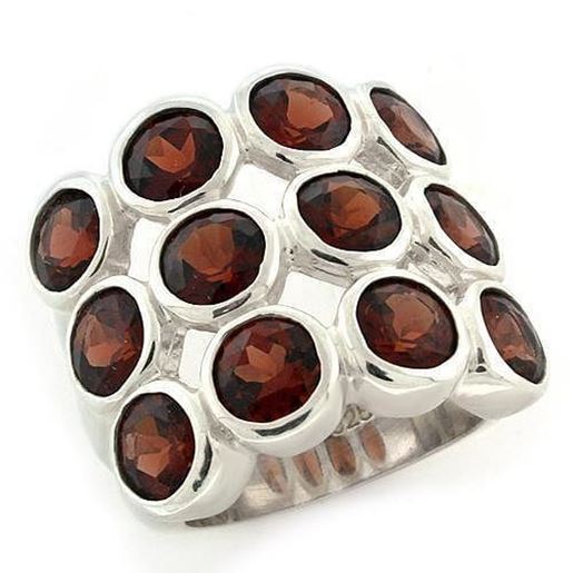 Picture of LOAS1120 - 925 Sterling Silver Ring High-Polished Women Semi-Precious Garnet