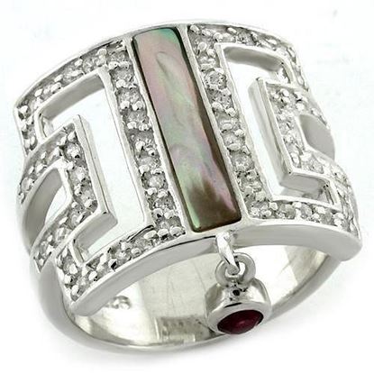 Picture of LOAS1122 - 925 Sterling Silver Ring Rhodium Women Precious Stone White AB