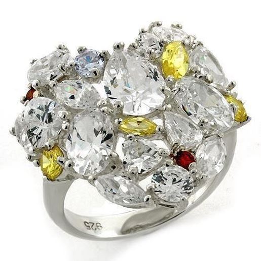 Picture of LOAS1129 - 925 Sterling Silver Ring High-Polished Women AAA Grade CZ Multi Color