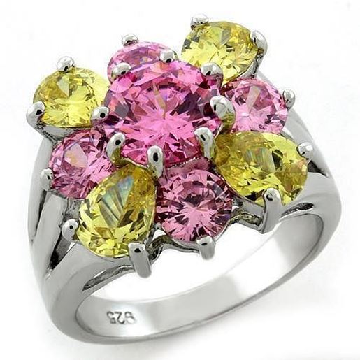 Picture of LOAS1138 - 925 Sterling Silver Ring Rhodium Women AAA Grade CZ Multi Color