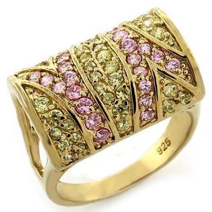 Picture of LOAS1139 - 925 Sterling Silver Ring Gold Women AAA Grade CZ Multi Color