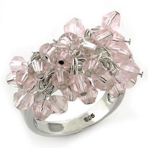 Picture of LOAS1141 - 925 Sterling Silver Ring High-Polished Women Synthetic Light Rose