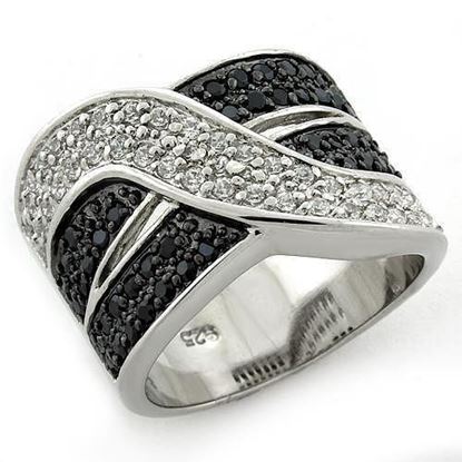 Picture of LOAS1147 - 925 Sterling Silver Ring Special Color Women AAA Grade CZ Jet