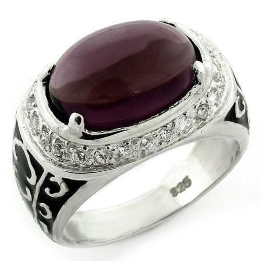 Picture of LOAS1148 - 925 Sterling Silver Ring High-Polished Women Synthetic Amethyst