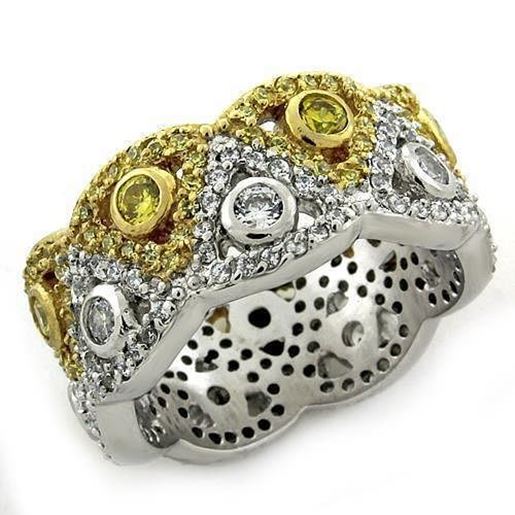 Picture of LOAS1151 - 925 Sterling Silver Ring Gold+Rhodium Women AAA Grade CZ Multi Color