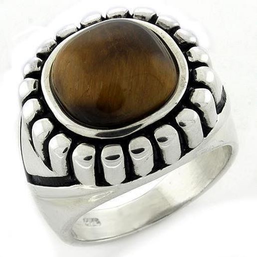 Picture of LOAS1155 - 925 Sterling Silver Ring High-Polished Women Synthetic Brown