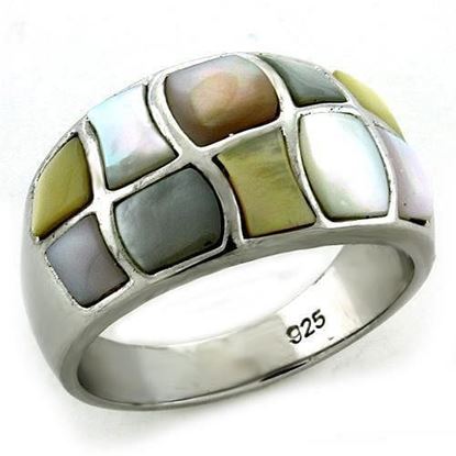 Picture of LOAS1172 - 925 Sterling Silver Ring Rhodium Women Precious Stone Multi Color