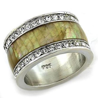 Picture of LOAS1180 - 925 Sterling Silver Ring Rhodium Women Precious Stone Multi Color