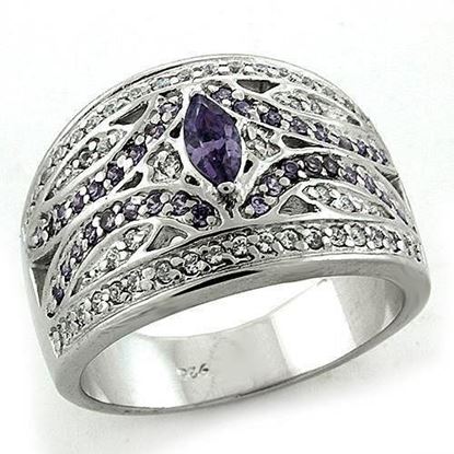 Picture of LOAS1186 - 925 Sterling Silver Ring Rhodium Women AAA Grade CZ Amethyst