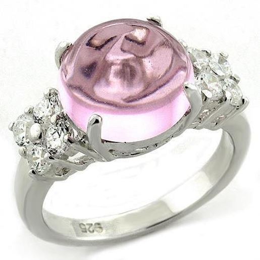 Picture of LOAS1206 - 925 Sterling Silver Ring High-Polished Women Synthetic Light Rose