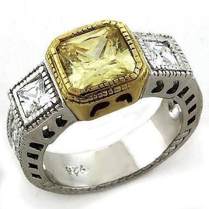 Picture of LOAS1209 - 925 Sterling Silver Ring Gold+Rhodium Women AAA Grade CZ Citrine