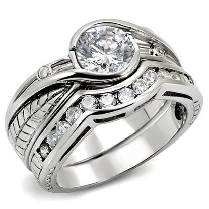 Picture of LOAS1215 - 925 Sterling Silver Ring Rhodium Women AAA Grade CZ Clear