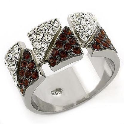 Picture of LOAS1227 - 925 Sterling Silver Ring Rhodium Women Top Grade Crystal Multi Color