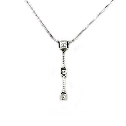 Picture of LOAS1314 - 925 Sterling Silver Chain Pendant Rhodium Women AAA Grade CZ Clear