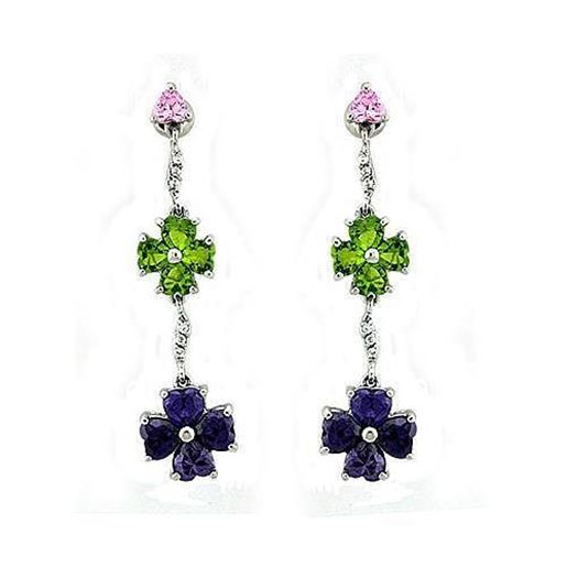 Picture of LOAS1327 - 925 Sterling Silver Earrings Rhodium Women AAA Grade CZ Multi Color