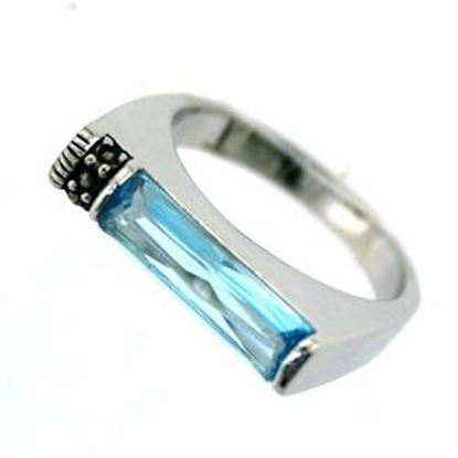 Picture of LOAS723 - 925 Sterling Silver Ring Rhodium Women Synthetic Aquamarine