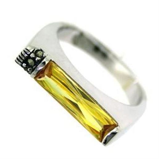 Picture of LOAS724 - 925 Sterling Silver Ring Rhodium Women AAA Grade CZ Citrine