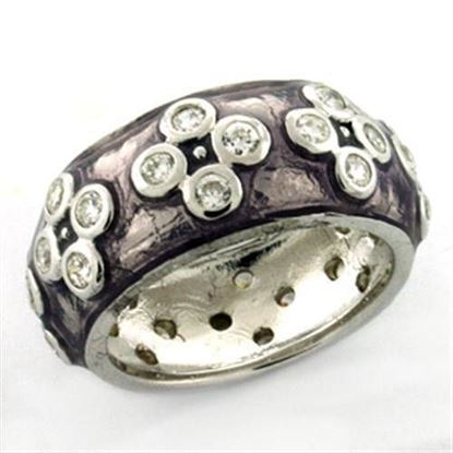 Picture of LOAS730 - 925 Sterling Silver Ring Rhodium Women Epoxy Light Amethyst