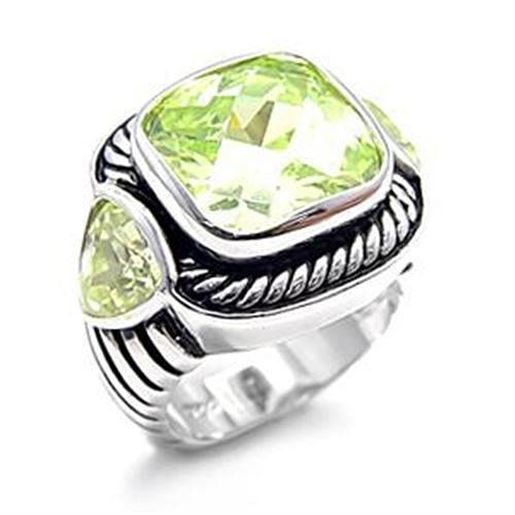 Picture of LOAS757 - 925 Sterling Silver Ring Rhodium Women AAA Grade CZ Apple Green color