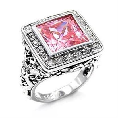 Picture of LOAS758 - 925 Sterling Silver Ring Rhodium Women AAA Grade CZ Rose