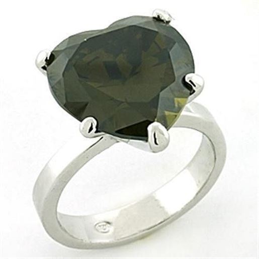 Picture of LOAS766 - 925 Sterling Silver Ring Rhodium Women AAA Grade CZ Olivine color