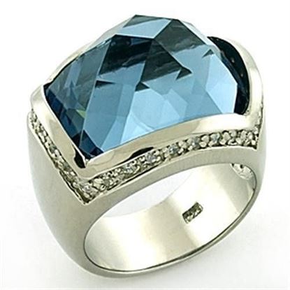 Picture of LOAS769 - 925 Sterling Silver Ring Rhodium Women Semi-Precious London Blue