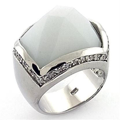 Picture of LOAS770 - 925 Sterling Silver Ring Rhodium Women Synthetic White