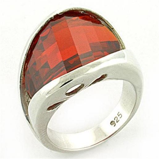 Picture of LOAS773 - 925 Sterling Silver Ring Rhodium Women AAA Grade CZ Orange