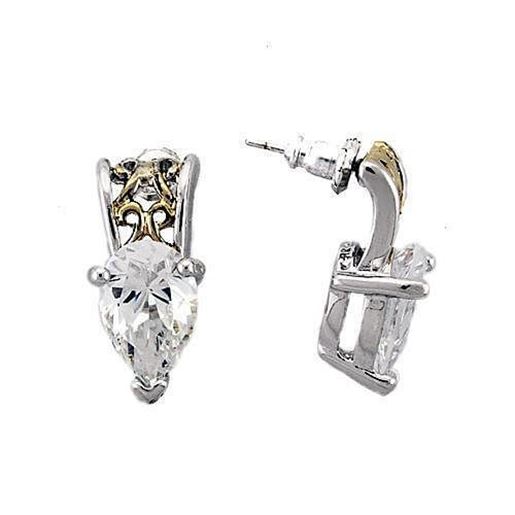 Picture of LOAS782 - 925 Sterling Silver Earrings Reverse Two-Tone Women AAA Grade CZ Clear