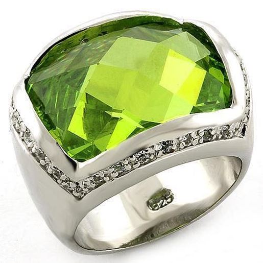 Picture of LOAS817 - 925 Sterling Silver Ring Rhodium Women Synthetic Peridot