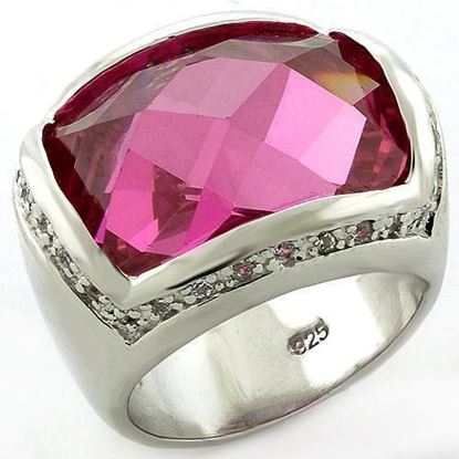 Picture of LOAS818 - 925 Sterling Silver Ring Rhodium Women AAA Grade CZ Rose