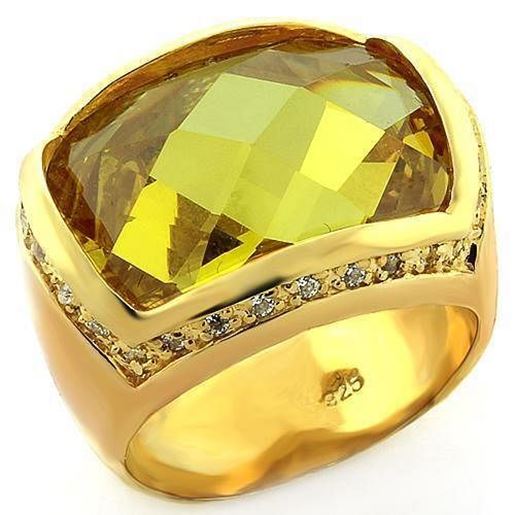 Picture of LOAS819 - 925 Sterling Silver Ring Gold Women AAA Grade CZ Topaz