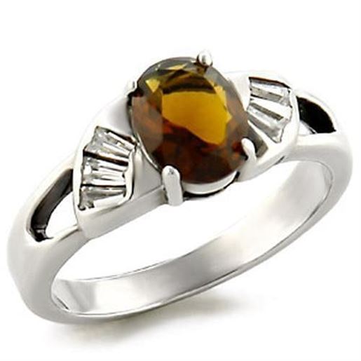 Picture of LOAS827 - 925 Sterling Silver Ring High-Polished Women Semi-Precious Smoky Topaz