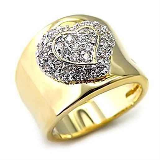 Picture of LOAS830 - 925 Sterling Silver Ring Gold+Rhodium Women AAA Grade CZ Clear