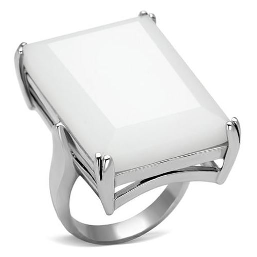 Picture of LOAS868 - 925 Sterling Silver Ring Rhodium Women Synthetic White