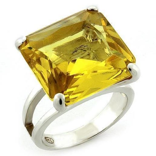 Picture of LOAS871 - 925 Sterling Silver Ring High-Polished Women AAA Grade CZ Citrine