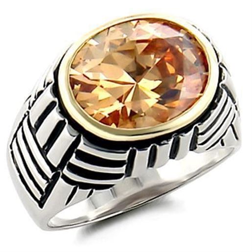 Picture of LOAS872 - 925 Sterling Silver Ring Reverse Two-Tone Women AAA Grade CZ Champagne