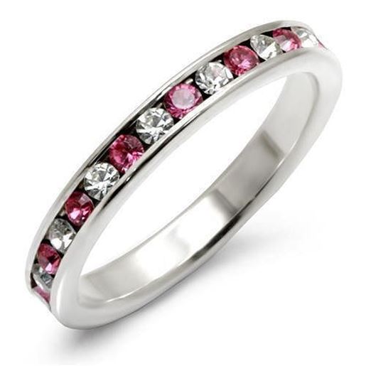 Picture of LOAS913 - 925 Sterling Silver Ring High-Polished Women Top Grade Crystal Rose