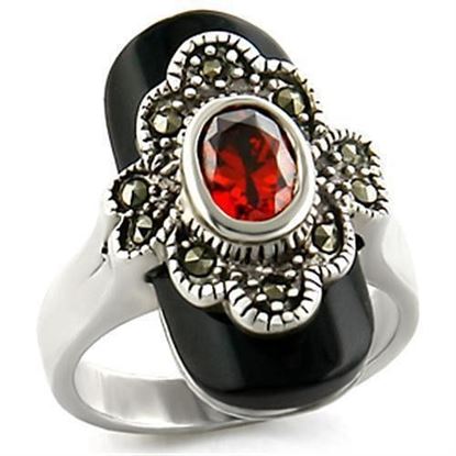 Picture of LOAS935 - 925 Sterling Silver Ring Antique Tone Women AAA Grade CZ Garnet